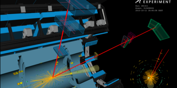 A candidate ATLAS event display of a Higgs boson decay to two muons