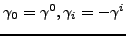 $\gamma_0=\gamma^0, \gamma_i=-\gamma^i$