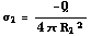 σ _ 1 = -Q/(4 π R _ 1^2)