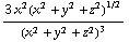 (3 x^2(x^2 + y^2 + z^2)^(1/2))/(x^2 + y^2 + z^2)^3