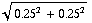 (0.25^2 + 0.25^2)^(1/2)