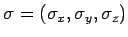 ${\bf\sigma} = (\sigma_x, \sigma_y, \sigma_z)$