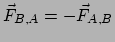 $ \vec F_{B,A} = - \vec F_{A,B}$