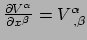 $ {\partial V^\alpha \over \partial x^\beta} = V_{~,\beta}^\alpha$