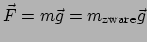 $ \vec F = m\vec g = m_{\rm zware}\vec g$