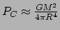 $ P_C \approx {GM^2 \over 4\pi R^4}$