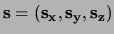 ${\bf s} = ({\bf s_x}, {\bf s_y},{\bf s_z})$