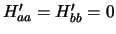 $H_{aa}^\prime = H_{bb}^\prime = 0$