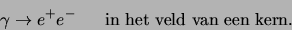 \begin{displaymath}
\gamma \rightarrow e^+e^-     {\rm in het veld van een kern}.
\end{displaymath}