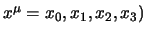 $x^\mu = x_0,x_1,x_2,x_3)$