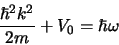 \begin{displaymath}
{\hbar^2k^2 \over 2m} +V_0 = \hbar \omega
\end{displaymath}