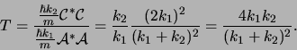 \begin{displaymath}
T = { {\hbar k_2 \over m} {\mathcal{C}}^*{\mathcal{C}} \ove...
...{(2k_1)^2 \over (k_1 + k_2)^2} = {4k_1k_2 \over (k_1+k_2)^2}.
\end{displaymath}