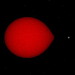 A red giant is on the verge of filling its Roche lobe